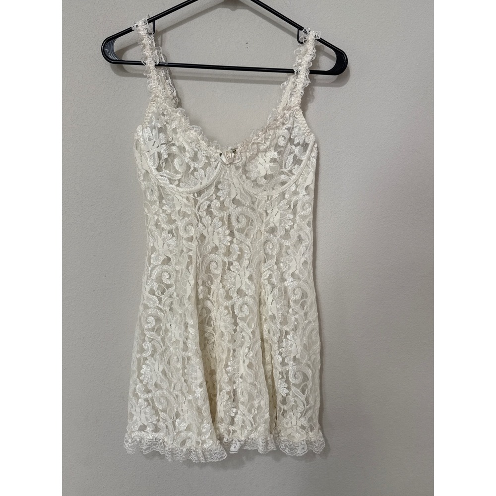 Private Luxuries Lace Chemise Women Large Ivory Sheer Underwire Floral Lingerie